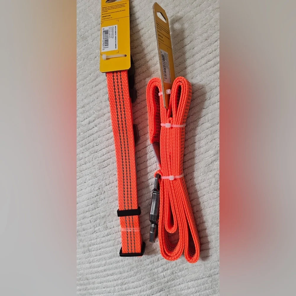 Carhartt Hunter Orange Reflective Dog Collar (L) & Matching Leash (L)